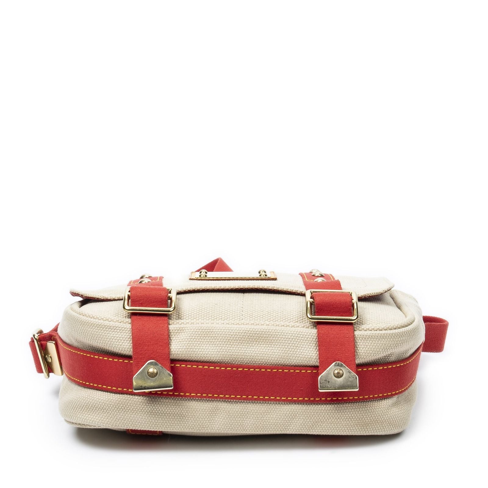 Louis Vuitton Antigua Besace Beige Red Woven Canvas Messenger Bag — view 6