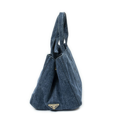 Prada Canapa Tote Blue Denim Canvas — view 4