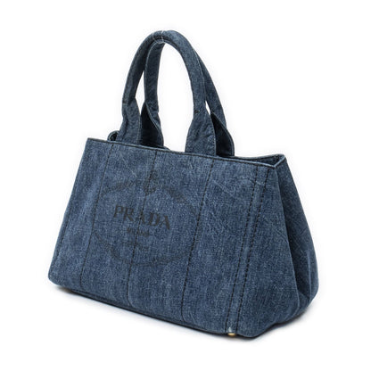 Prada Canapa Tote Blue Denim Canvas — view 2