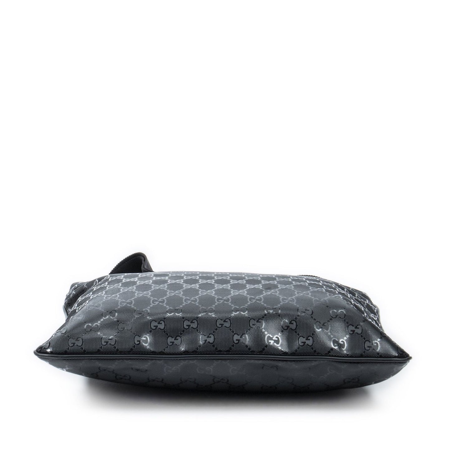 Gucci Large Square Zip Messenger Black Guccissima Imprint Canvas — view 6