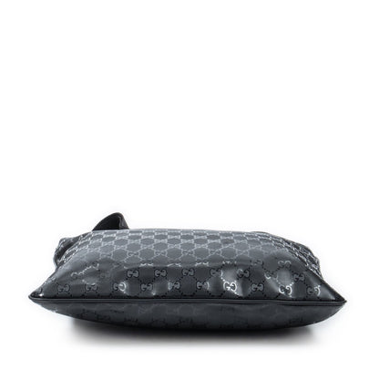 Gucci Large Square Zip Messenger Black Guccissima Imprint Canvas — view 6