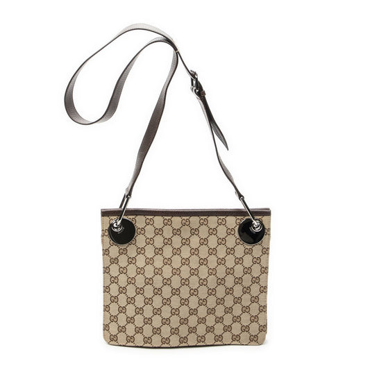 Gucci Eclipse Crossbody Shoulder Bag Beige Brown GG Canvas