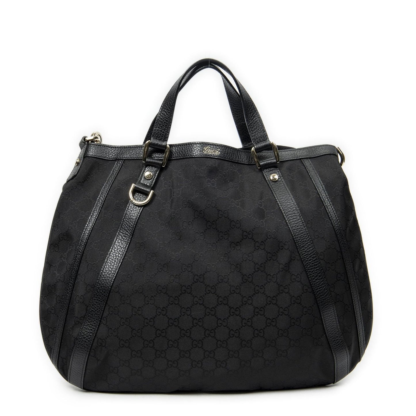 Gucci Convertible Tote Black GG Nylon Canvas