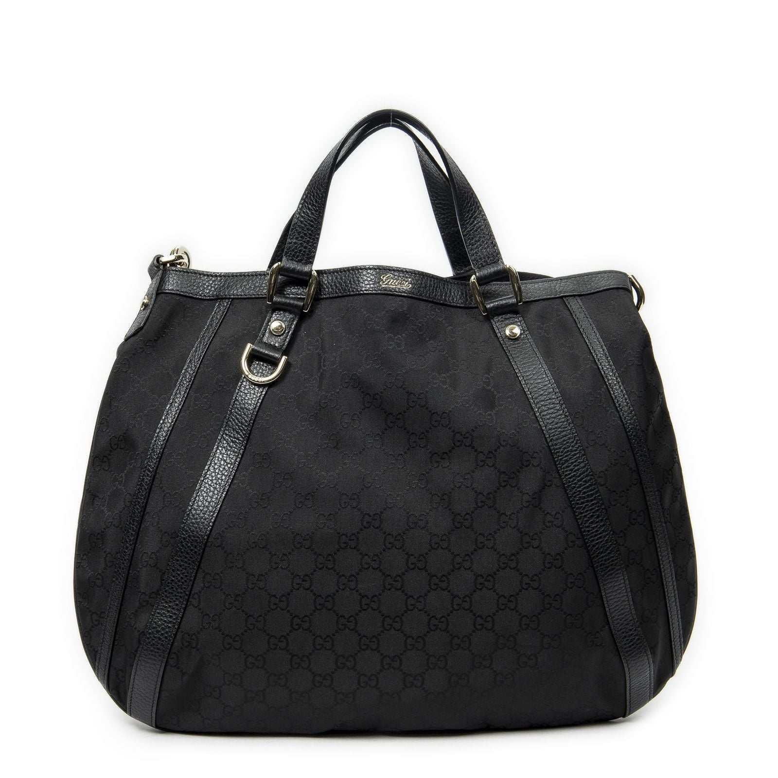 Gucci Convertible Tote Black GG Nylon Canvas