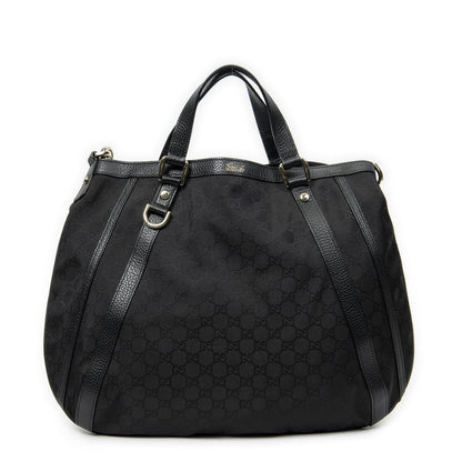 Gucci Convertible Tote Black GG Nylon Canvas