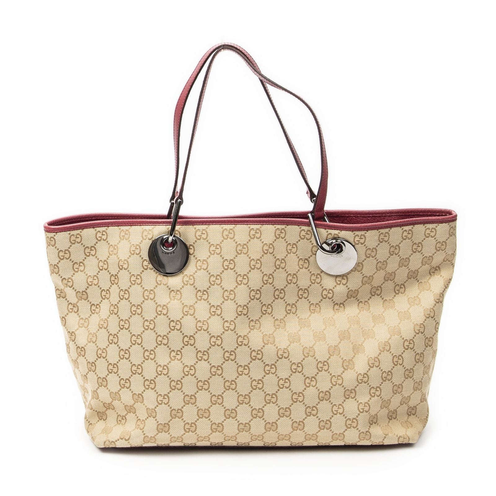 Gucci Large Eclipse Tote Beige Fuchsia GG Canvas — view 5