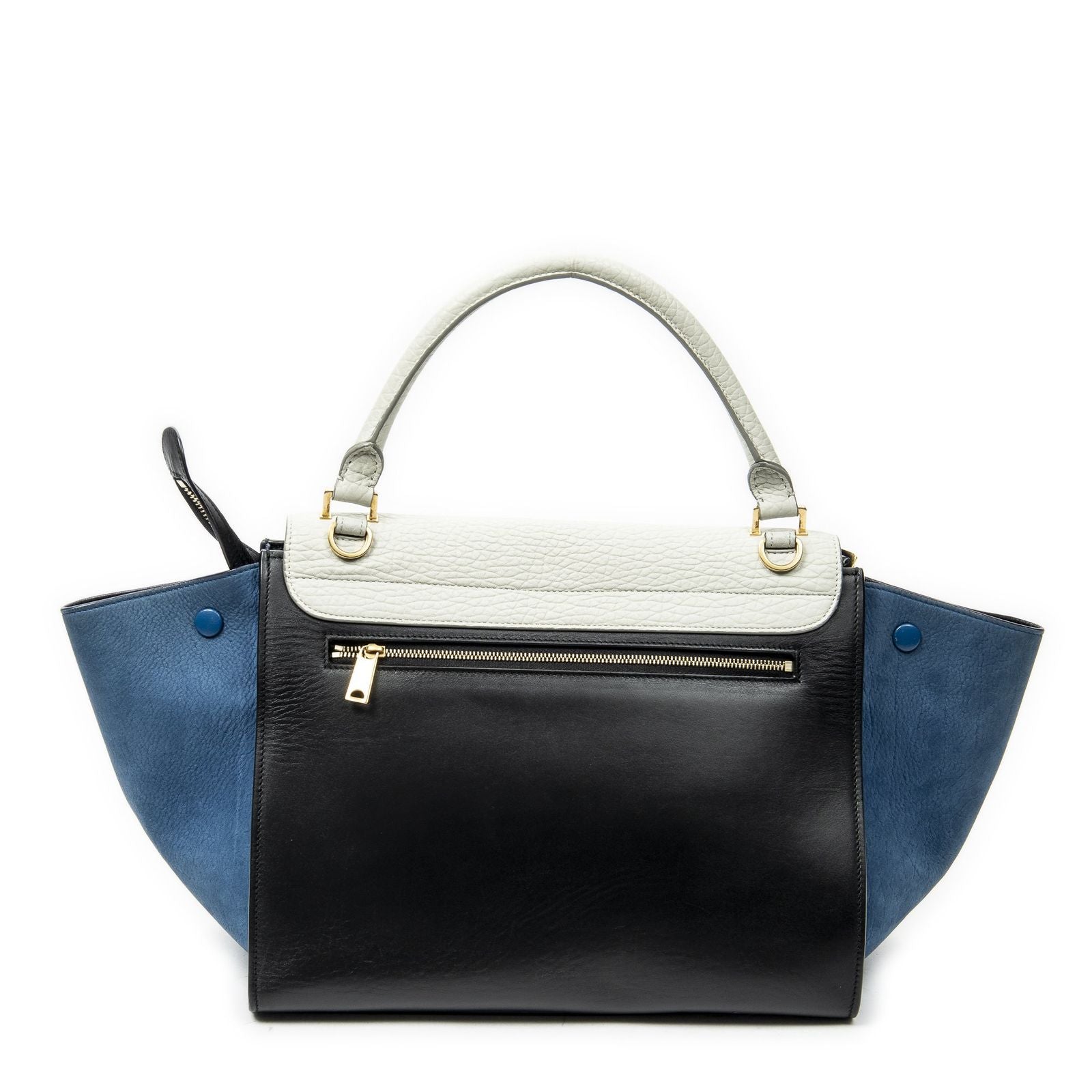 Celine Tricolor Trapeze Black Ivory Blue Calfskin Leather Messenger Bag — view 5