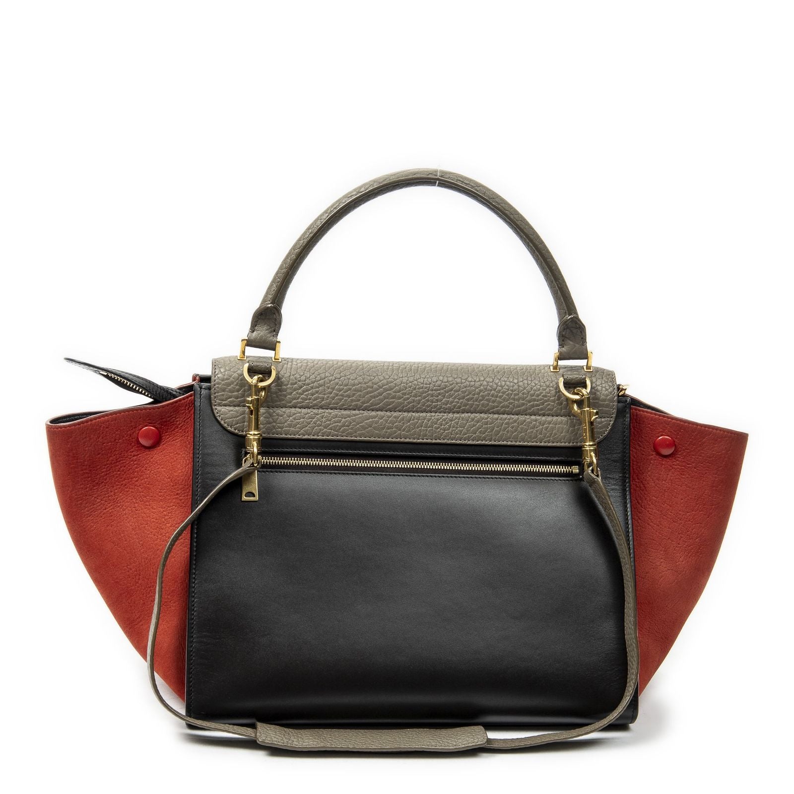 Celine Tricolor Trapeze Black Light Brown Red Calfskin Leather Messenger Bag — view 5