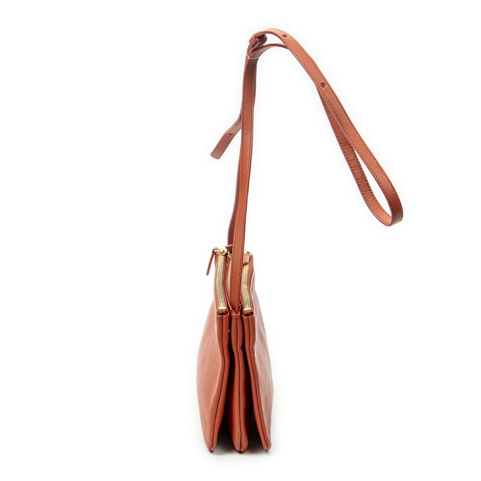 Celine Small Trio Crossbody Orange Calfskin Leather — view 3
