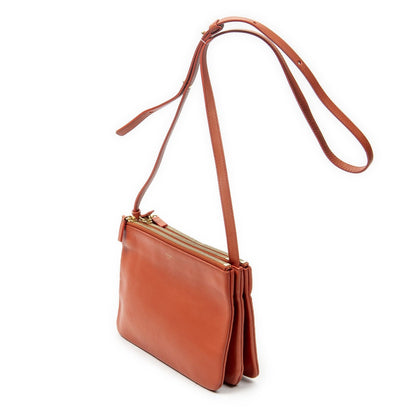 Celine Small Trio Crossbody Orange Calfskin Leather — view 2