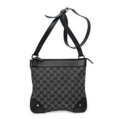 Gucci Flap Cross Belt Bag Black GG Canvas