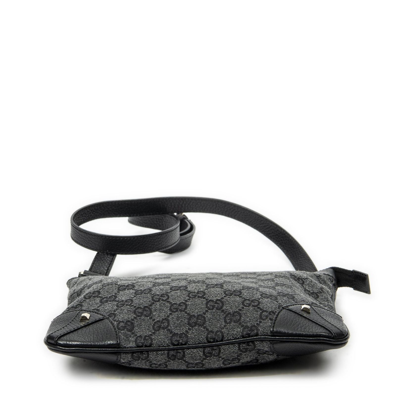 Gucci Flap Cross Belt Bag Black GG Canvas — view 6