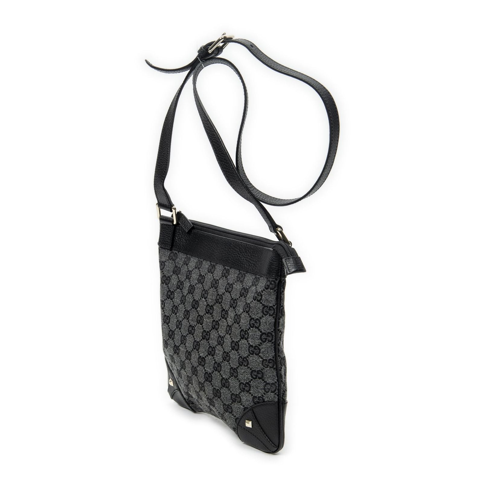 Gucci Flap Cross Belt Bag Black GG Canvas — view 2