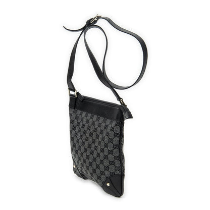 Gucci Flap Cross Belt Bag Black GG Canvas — view 2