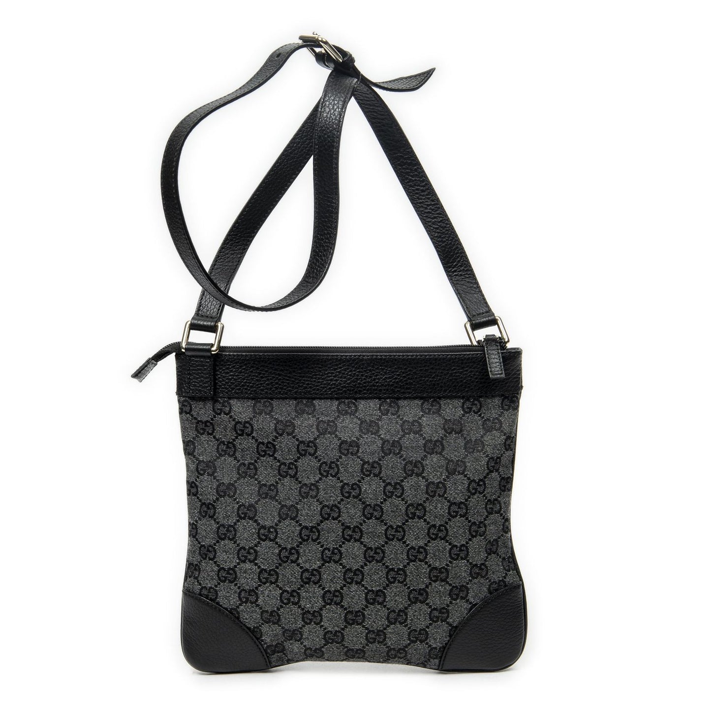 Gucci Flap Cross Belt Bag Black GG Canvas — view 5