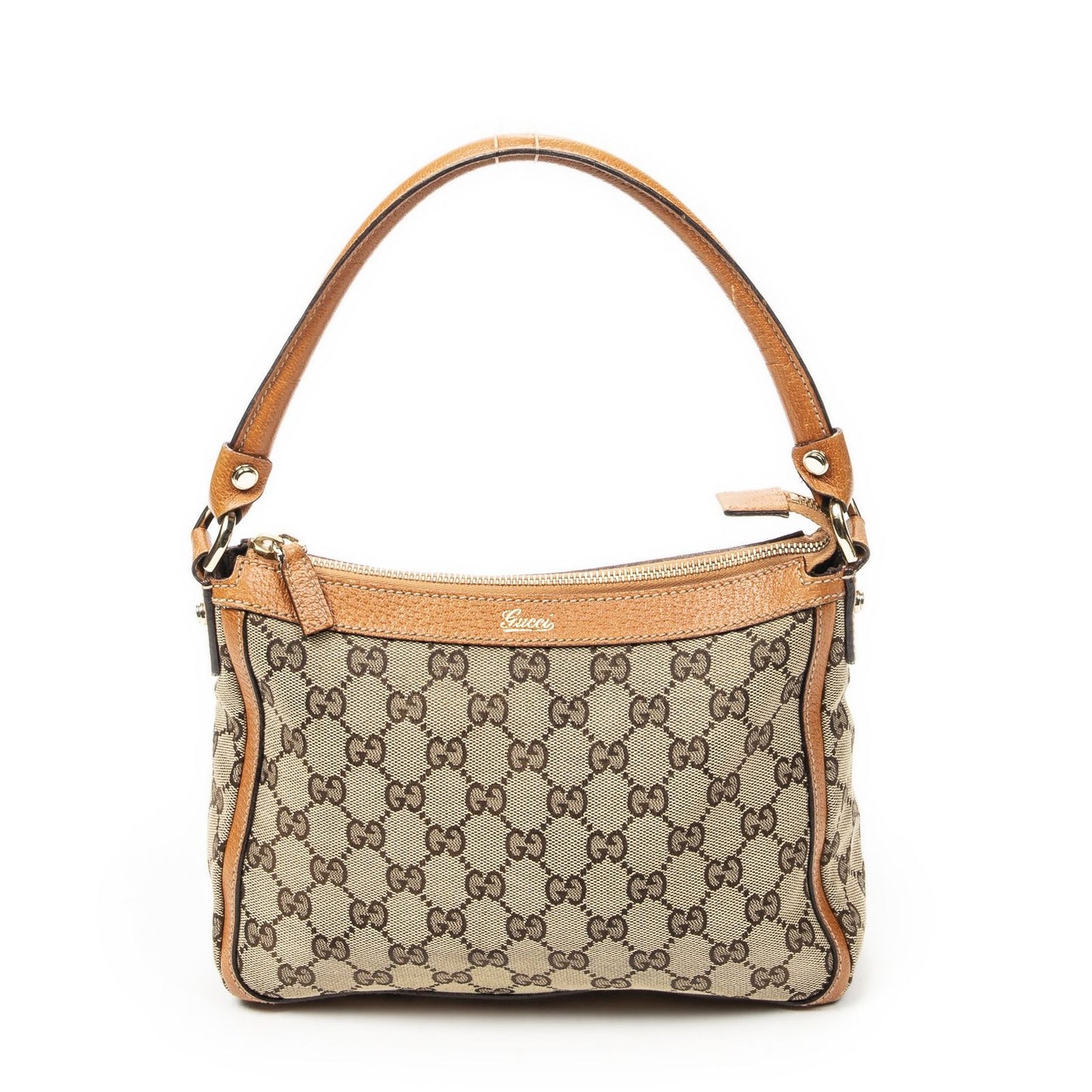 Gucci Small Abbey Top Handle Orange Beige GG Canvas