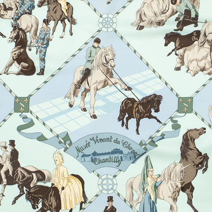 Hermes Scarf Light Blue Brown Light Green Silk — view 3