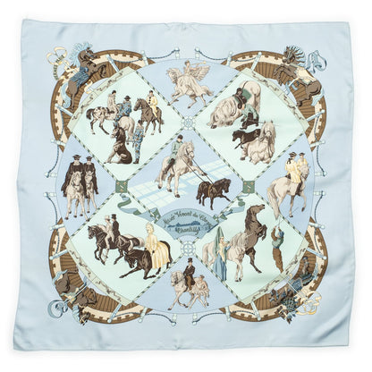 Hermes Scarf Light Blue Brown Light Green Silk — view 2