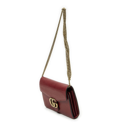 Gucci GG Marmont Wallet on Chainred Gray Calfskin Leather — view 2