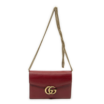 Gucci GG Marmont Wallet on Chainred Gray Calfskin Leather