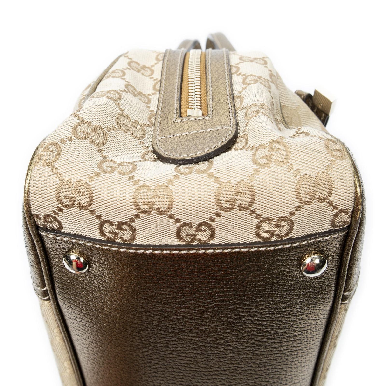 Gucci Princi Boston Beige Gold GG Canvas Messenger Bag — view 8