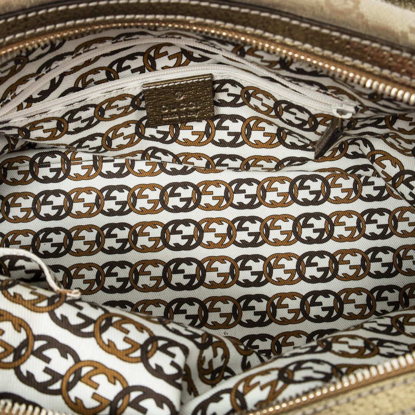 Gucci Princi Boston Beige Gold GG Canvas Messenger Bag — view 9