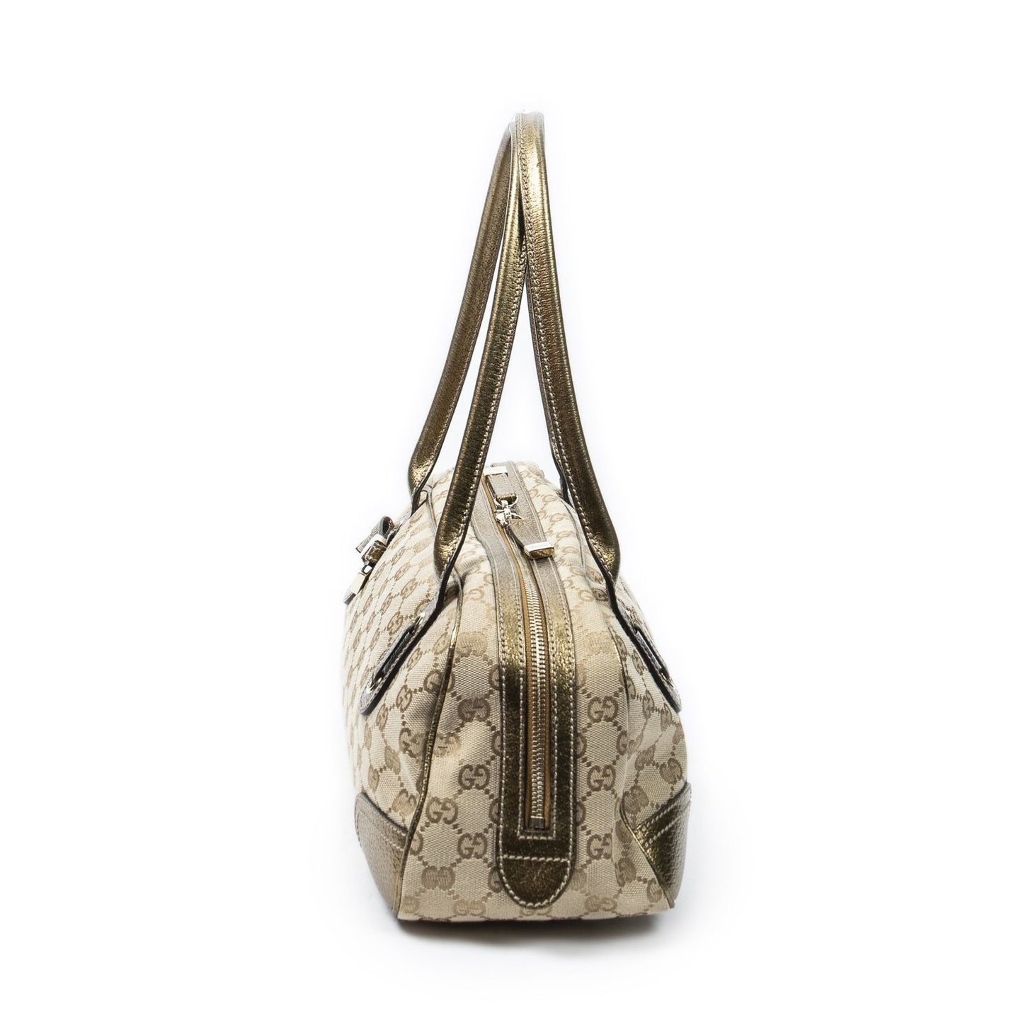Gucci Princi Boston Beige Gold GG Canvas Messenger Bag — view 3