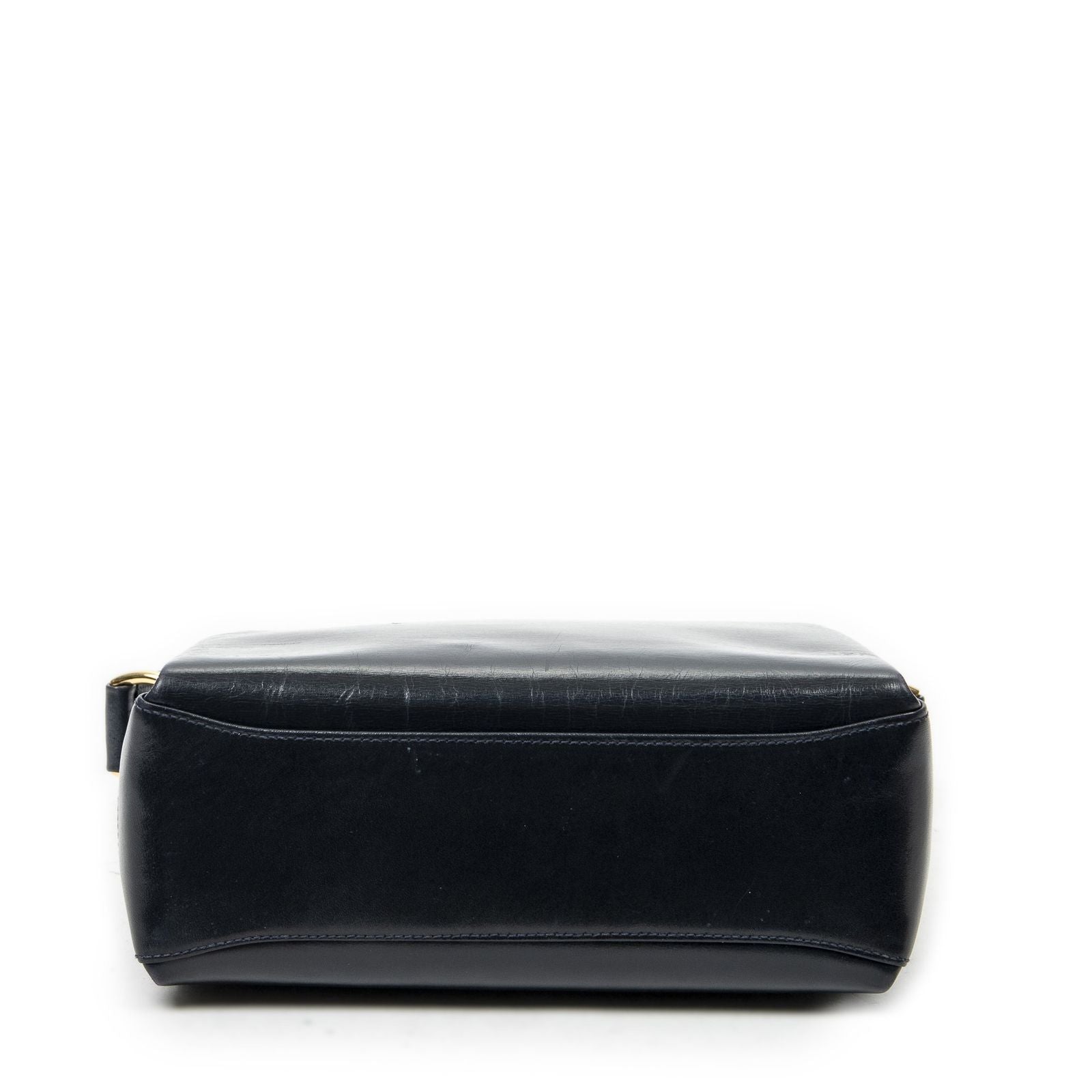 Gucci Vintage Turnlock Top Handle Navy Smooth Scarf Skin Leather — view 6