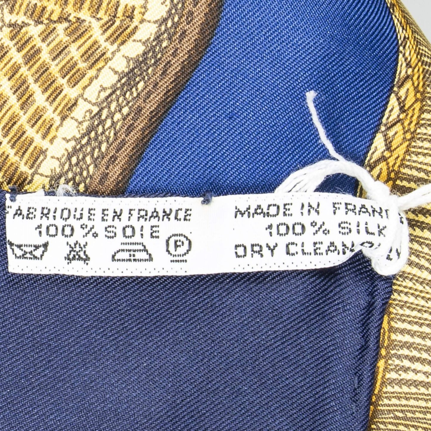 Hermes Scarf Navy Green 100% Gold Twill Silk — view 5