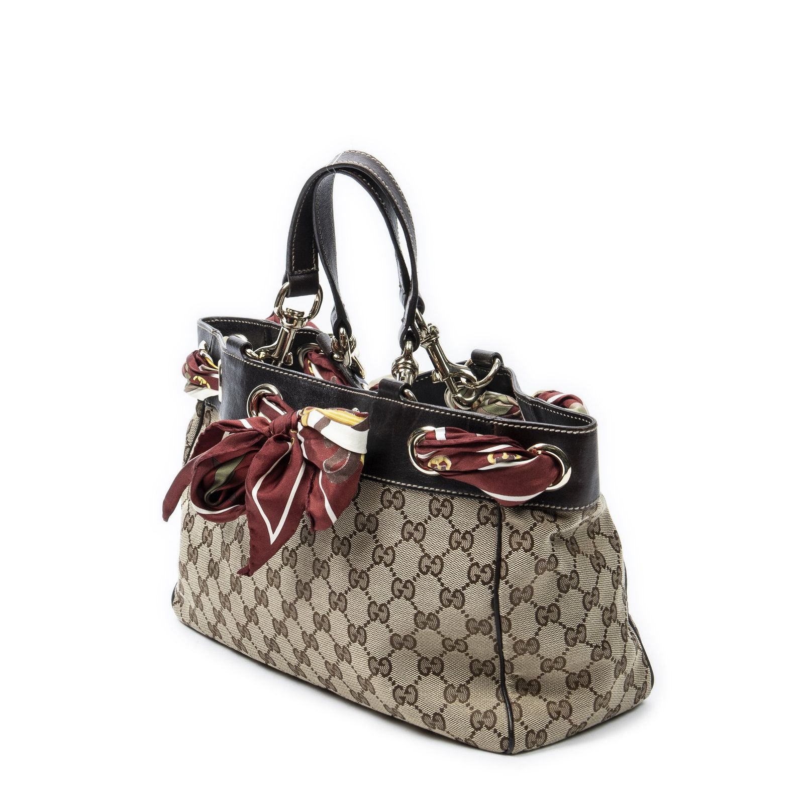 Gucci Posita No Scarf Tote Beige Brown GG Canvas — view 2