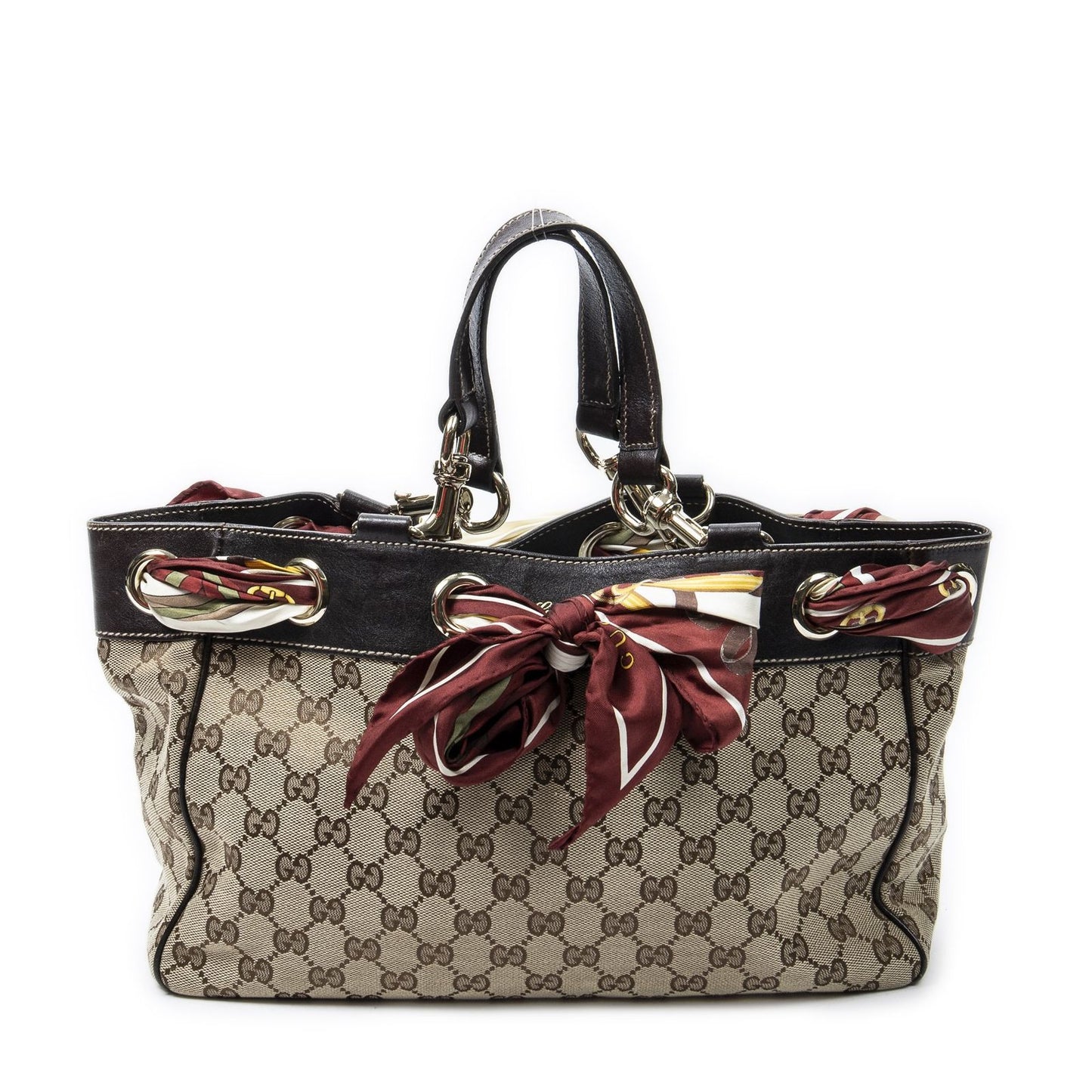 Gucci Posita No Scarf Tote Beige Brown GG Canvas