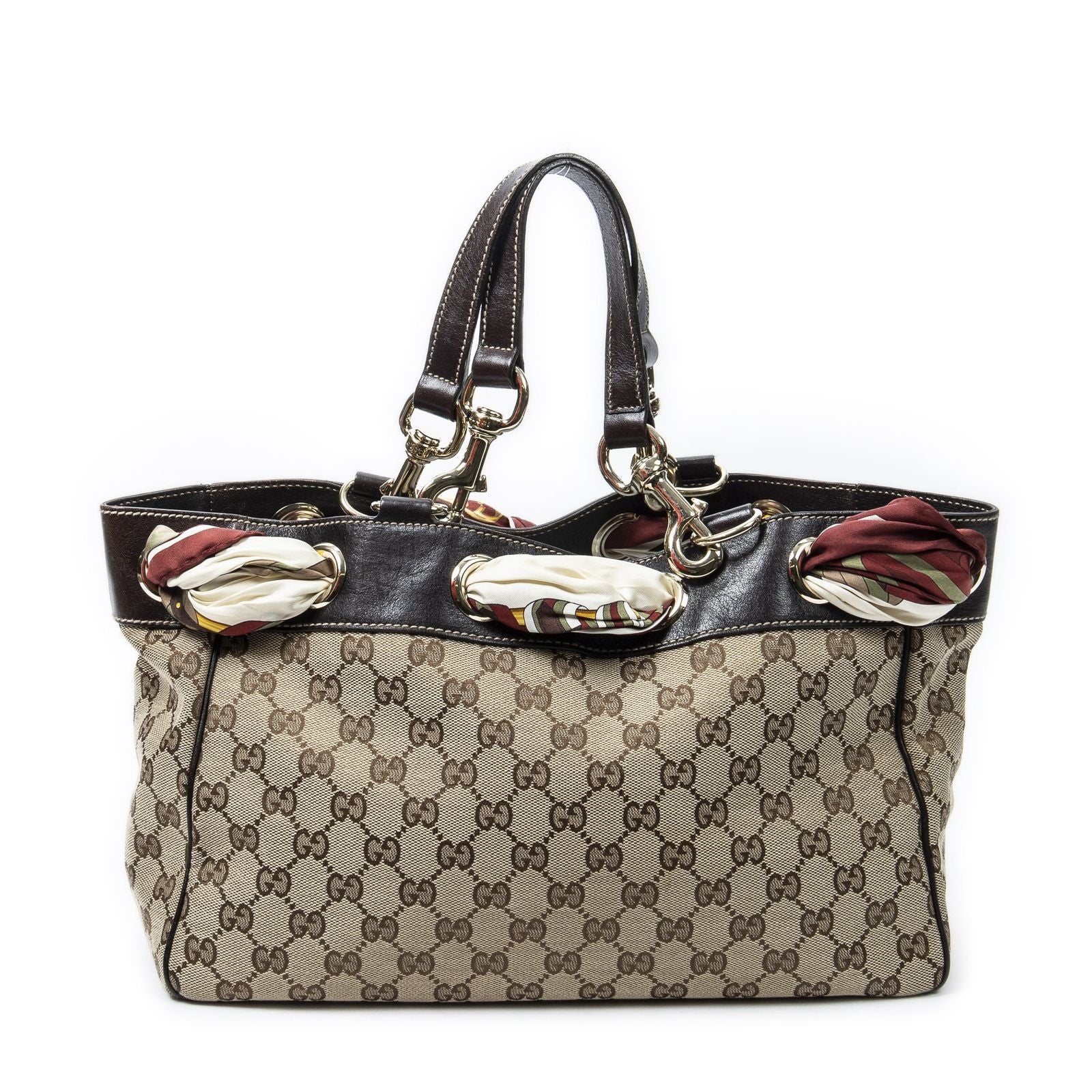 Gucci Posita No Scarf Tote Beige Brown GG Canvas — view 5