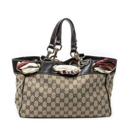 Gucci Posita No Scarf Tote Beige Brown GG Canvas — view 5