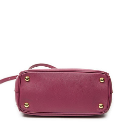 Prada Large Double Zip Galleria Tote Fuchsia Pink Saffiano Leather — view 6