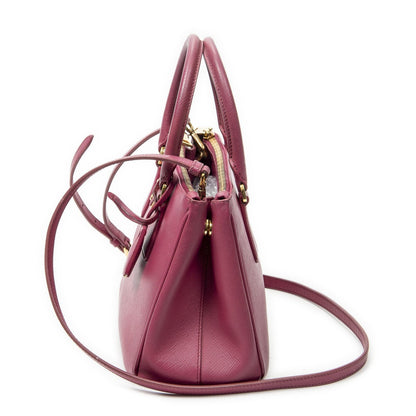 Prada Large Double Zip Galleria Tote Fuchsia Pink Saffiano Leather — view 3