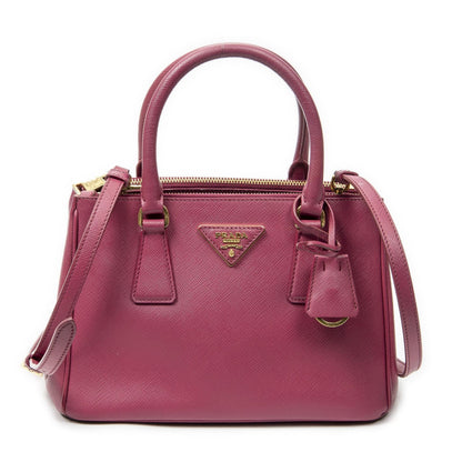 Prada Large Double Zip Galleria Tote Fuchsia Pink Saffiano Leather
