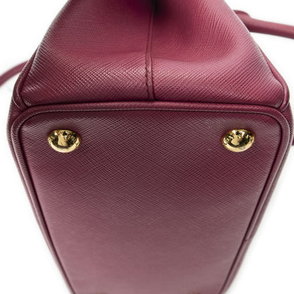 Prada Large Double Zip Galleria Tote Fuchsia Pink Saffiano Leather — view 8