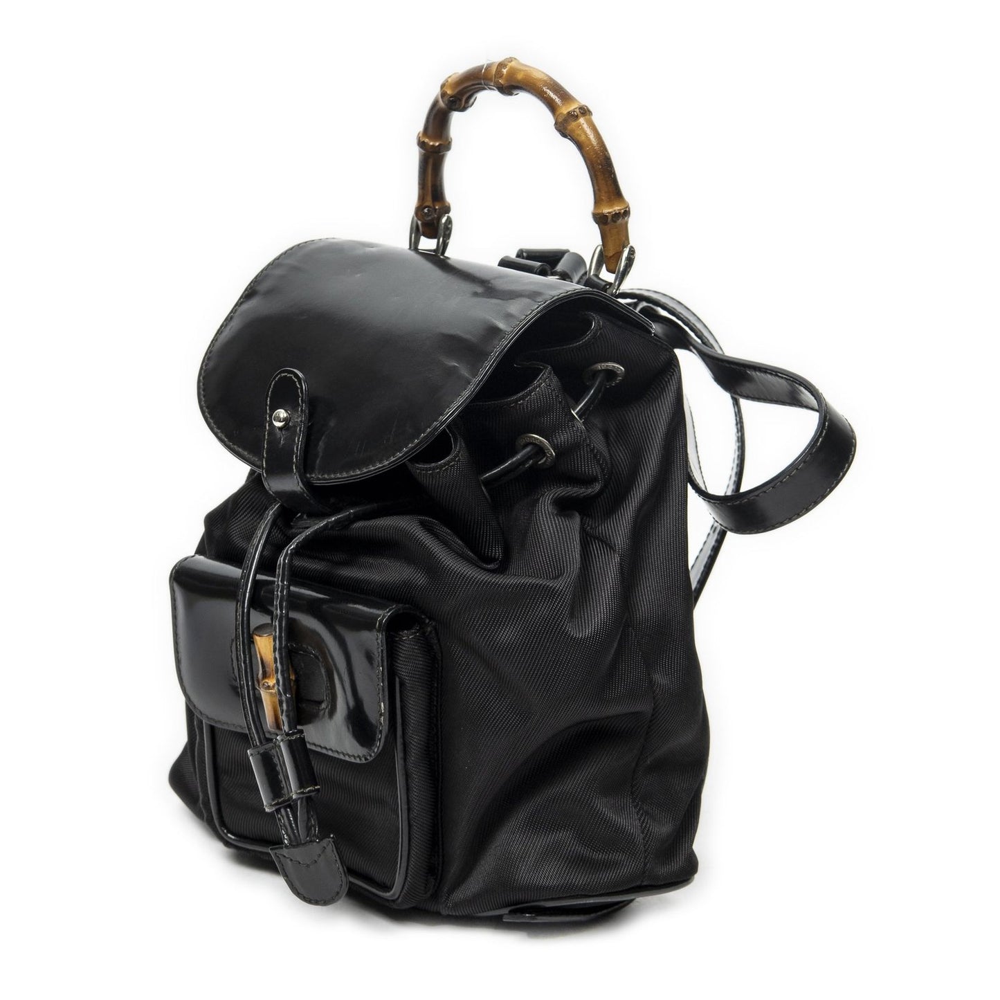Gucci Mini Bamboo Backpack Sac Black Nylon Canvas — view 2