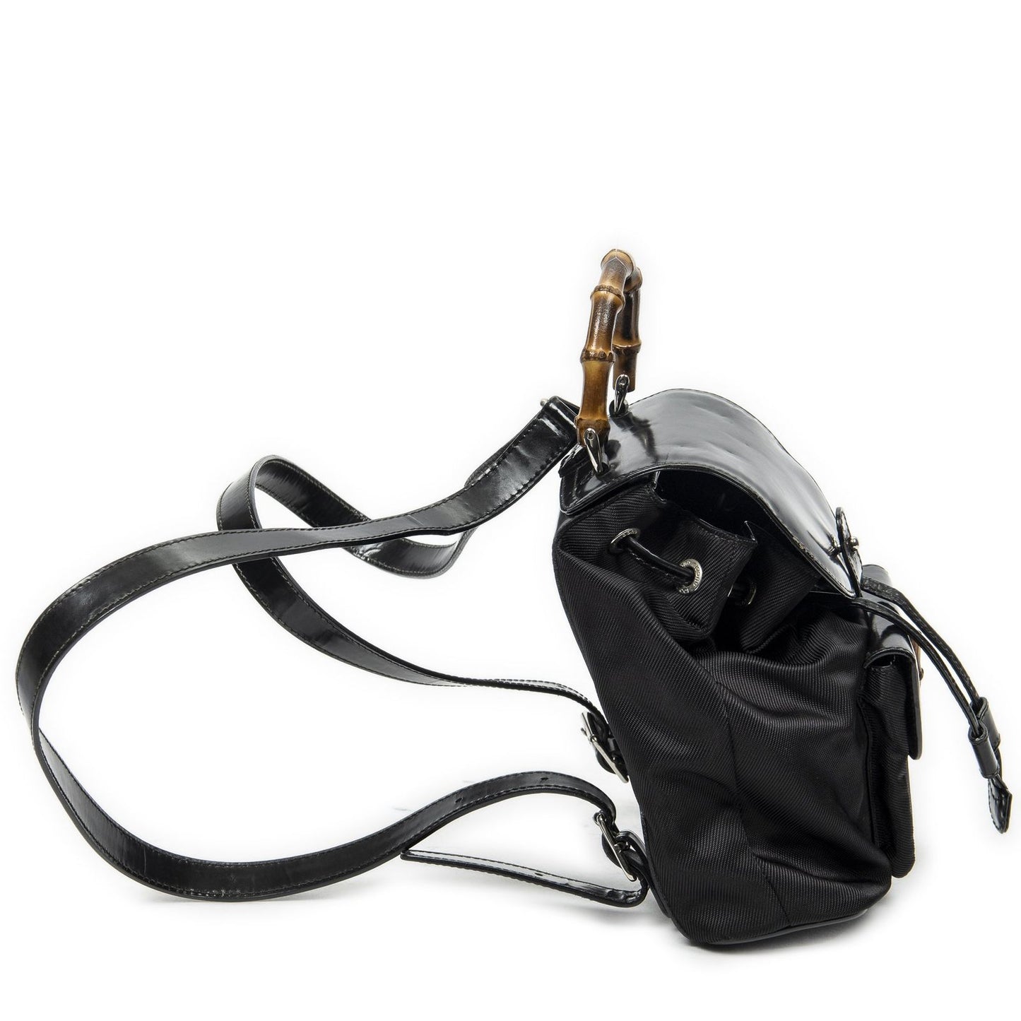 Gucci Mini Bamboo Backpack Sac Black Nylon Canvas — view 4