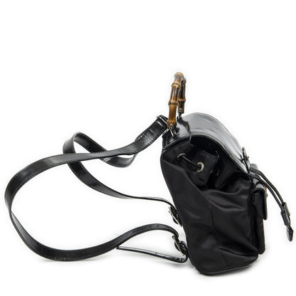 Gucci Mini Bamboo Backpack Sac Black Nylon Canvas — view 4