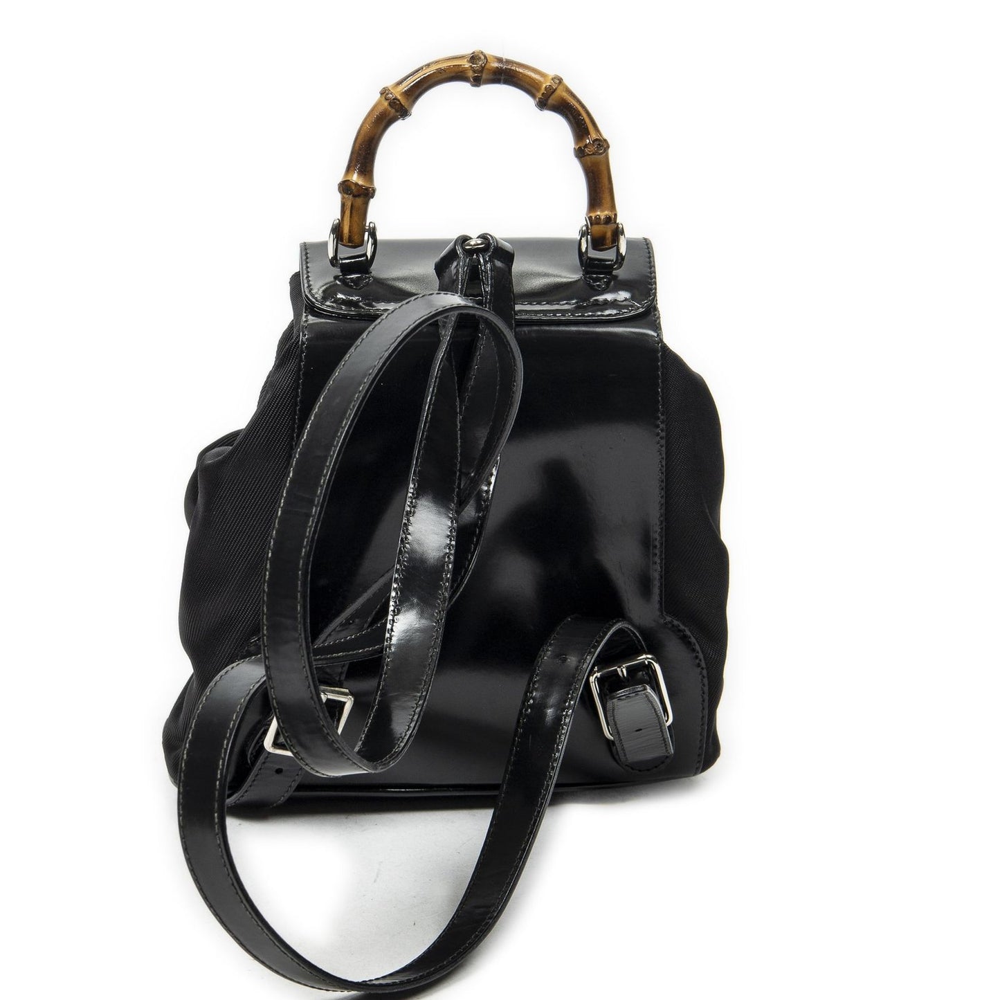 Gucci Mini Bamboo Backpack Sac Black Nylon Canvas — view 5