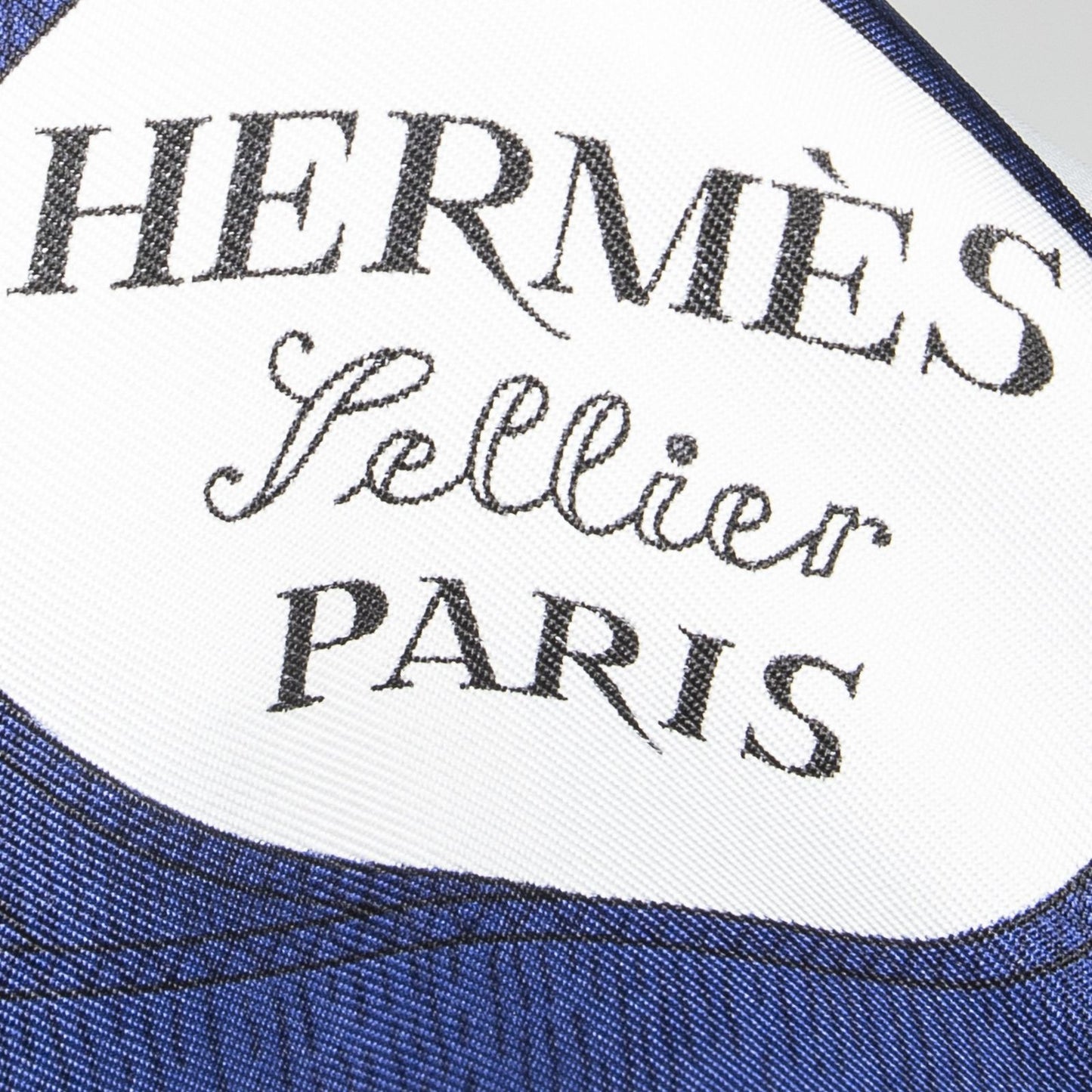 Hermes Scarf Navy Ivory Gold Silk — view 4