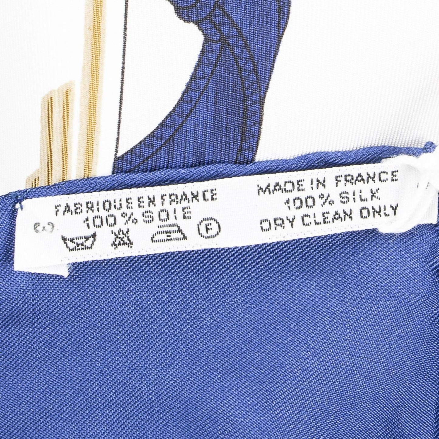 Hermes Scarf Navy Ivory Gold Silk — view 5