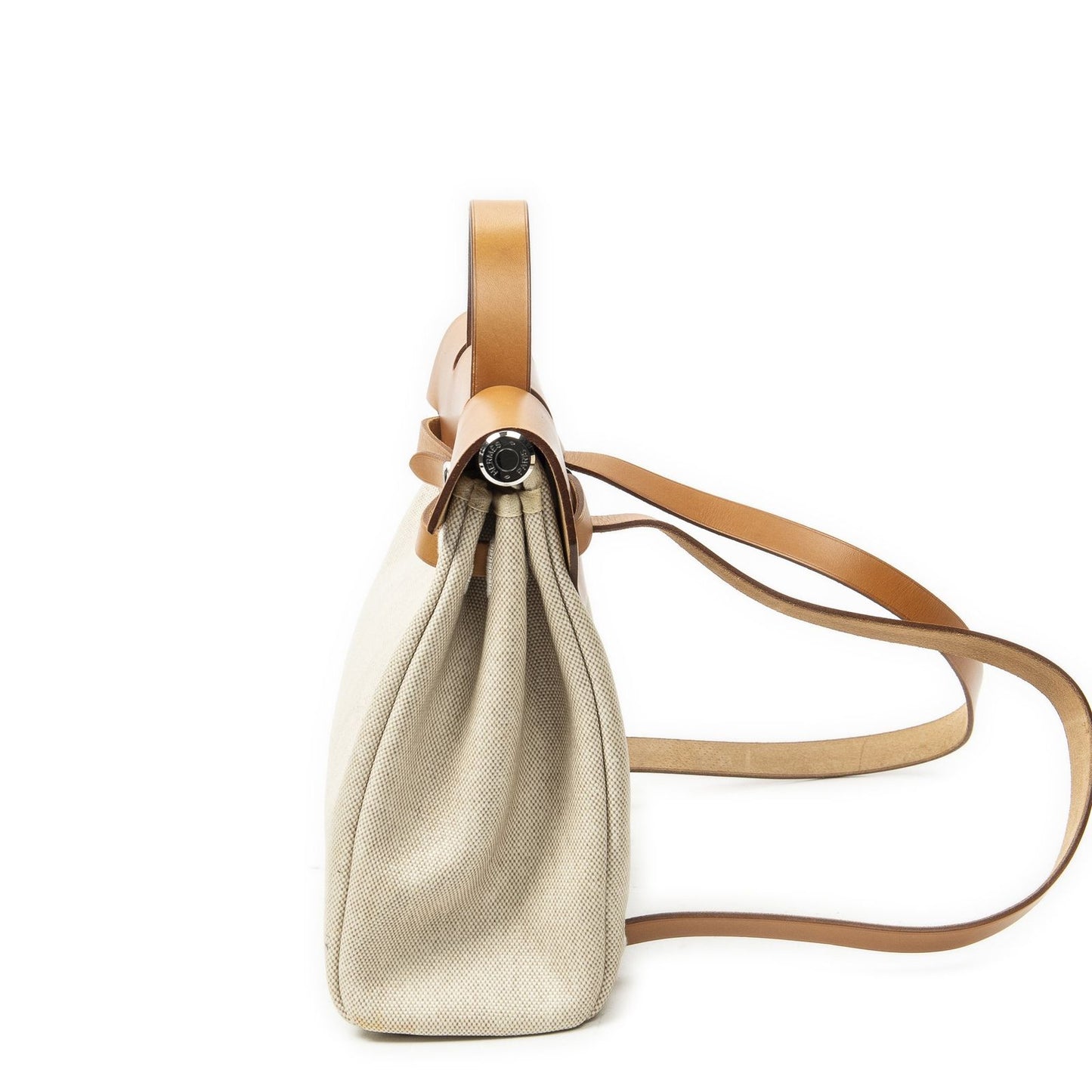 Hermes Herbag a Dos Tan Beige Toile Ash Handbag — view 3