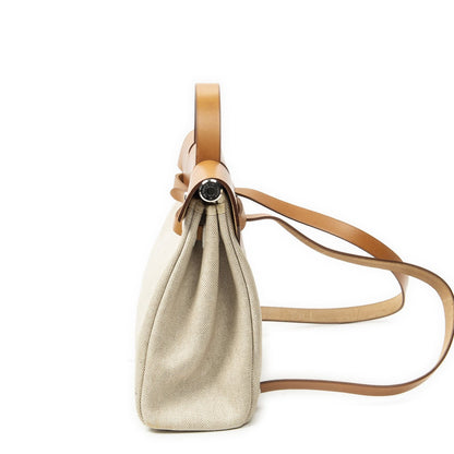 Hermes Herbag a Dos Tan Beige Toile Ash Handbag — view 3