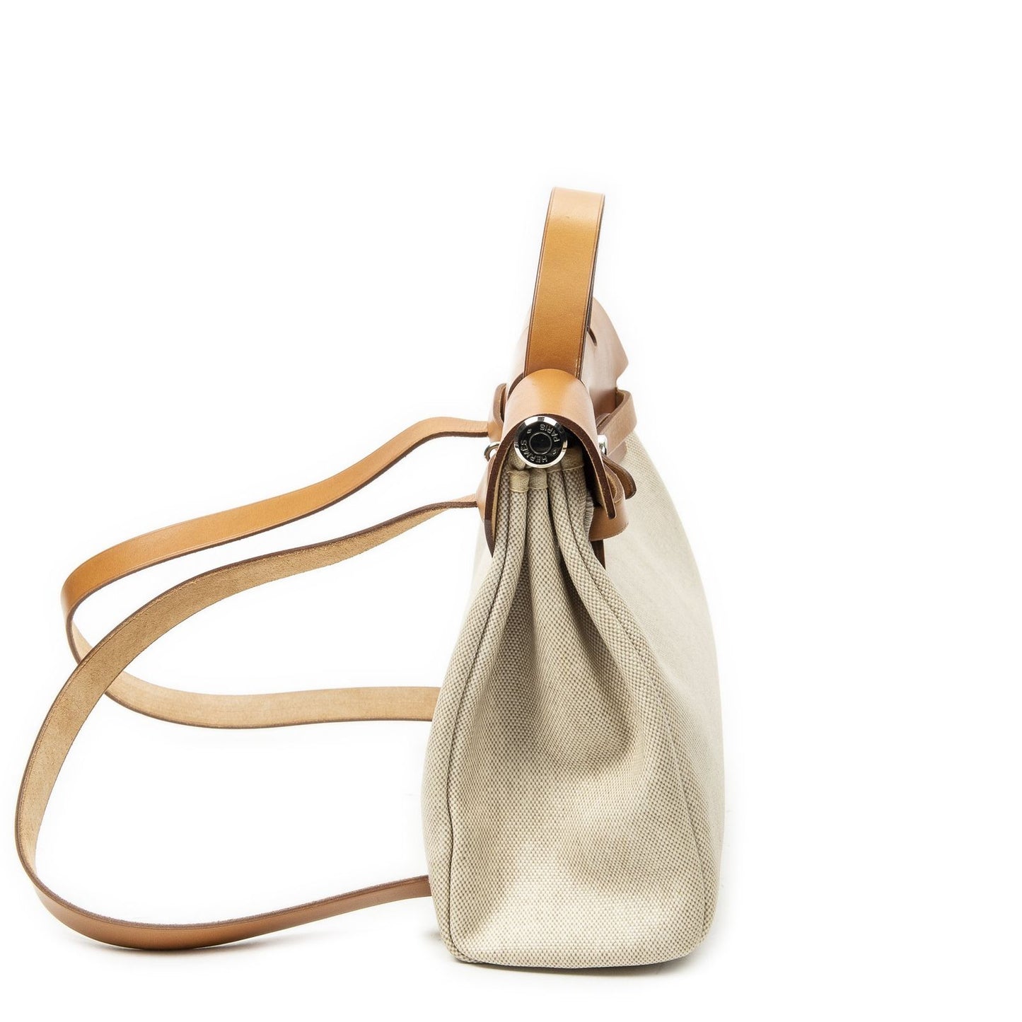 Hermes Herbag a Dos Tan Beige Toile Ash Handbag — view 4