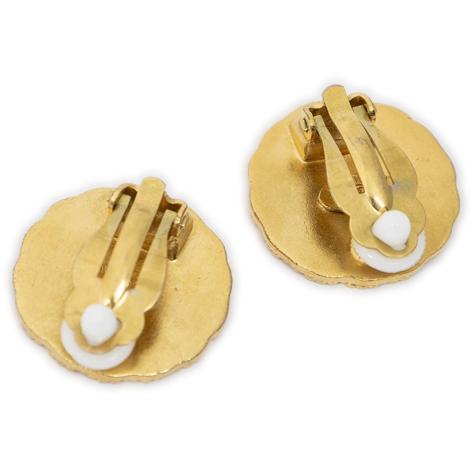 Chanel CC Logo Round Clip Type Earrings Gold Plated — view 2