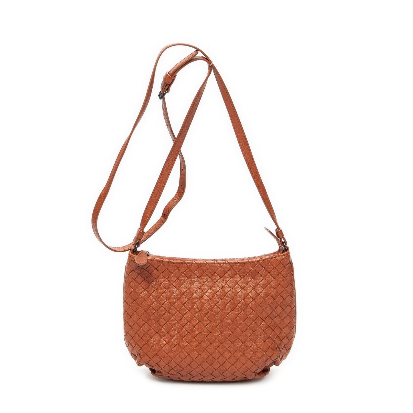Bottega Veneta Zip Crossbody Terracotta Intrecciato Leather