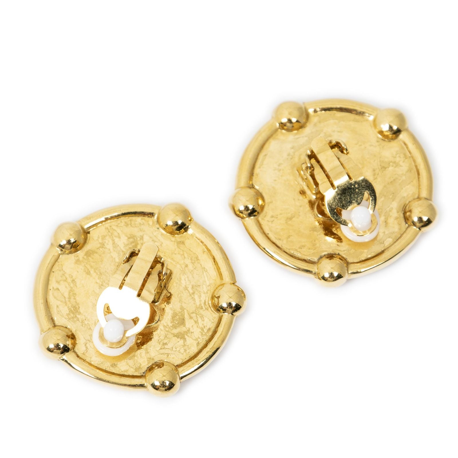 Chanel CC Logo Round Clip Type Earrings Gold Plated — view 2