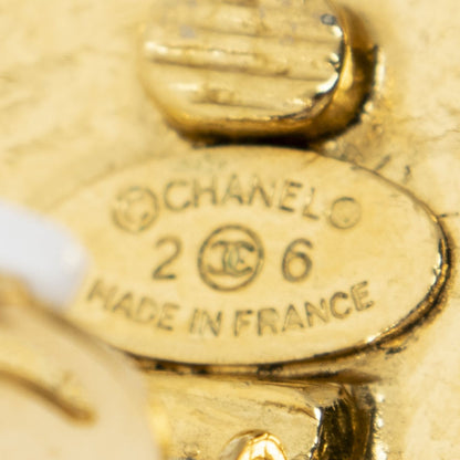 Chanel CC Logo Round Clip Type Earrings Gold Plated — view 3
